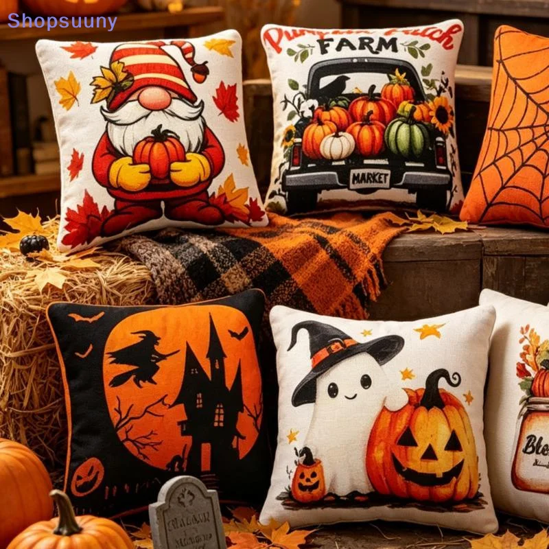 [SU]1Pcs Miniature Dollhouse Furniture Mini Halloween Pumpkin Ghost Pillow Simulation Fabric Pillow Model DIY Accessories[SU]
