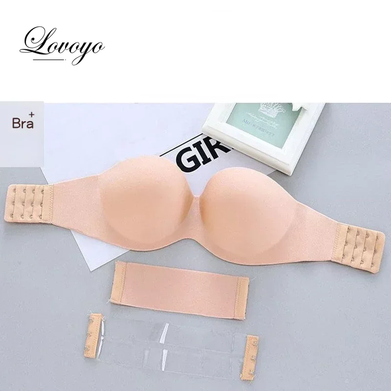 Invisible Strapless Bra Women Magic Push Up Bra Women's Bras Underwired 1/2 Cup Back Band Dress Wedding Backless Invisible Bras