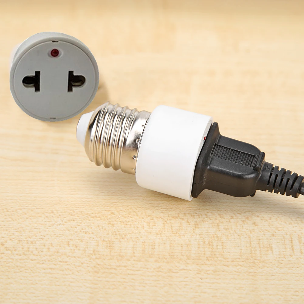 Lamp Holder Converter EU/US E26/E27 Bulb Base Screw Adapter Prong Light Socket Outlet Fit for 2/3 Prong Convert for Porch Garage