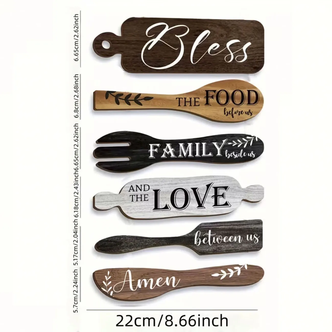 6 Pieces/Set of Wooden Wall Stickers Decoration, Living Room, Bedroom, Kitchen, Home Decoration, New Year Decoration