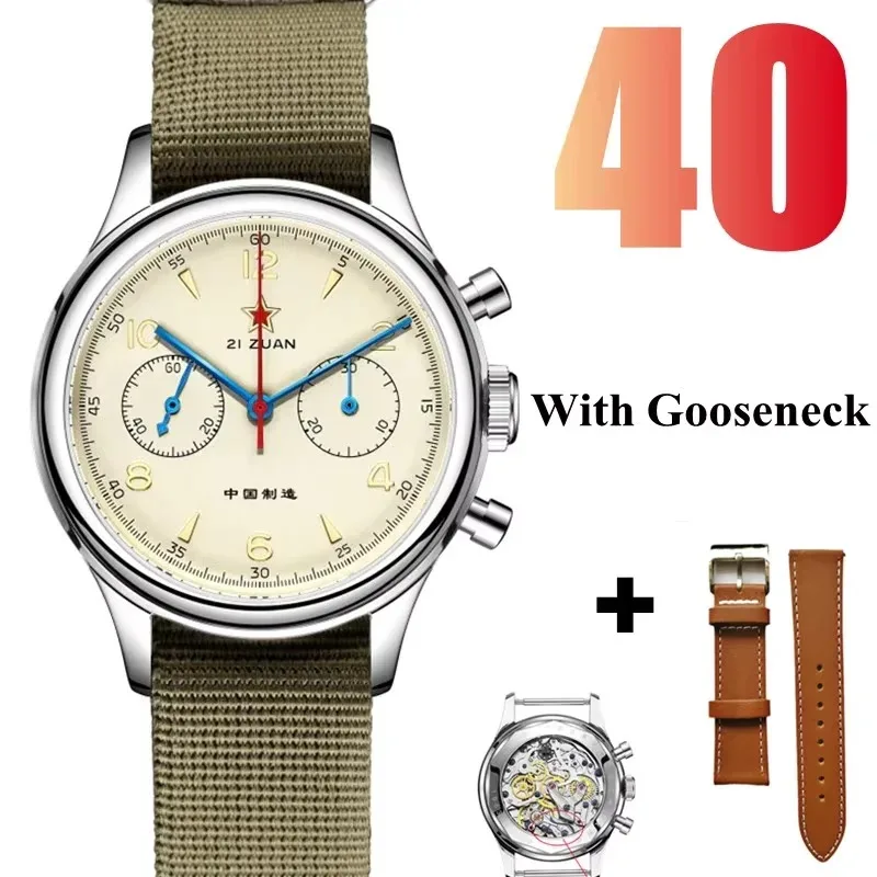 Red Star Retro 1963 Chronograaf ST1901 Handopwindende beweging Luchtmachtpiloten Luchtvaart Saffier Heren Mechanisch horloge Waterdicht - afbeelding 1
