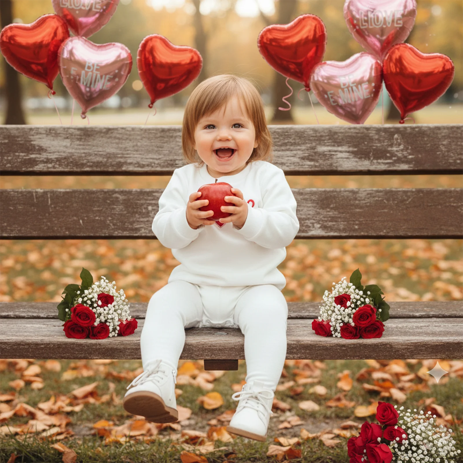 Baby Girl Valentine's Day Romper Long Sleeve Round Neck Heart Embroidery Rompers