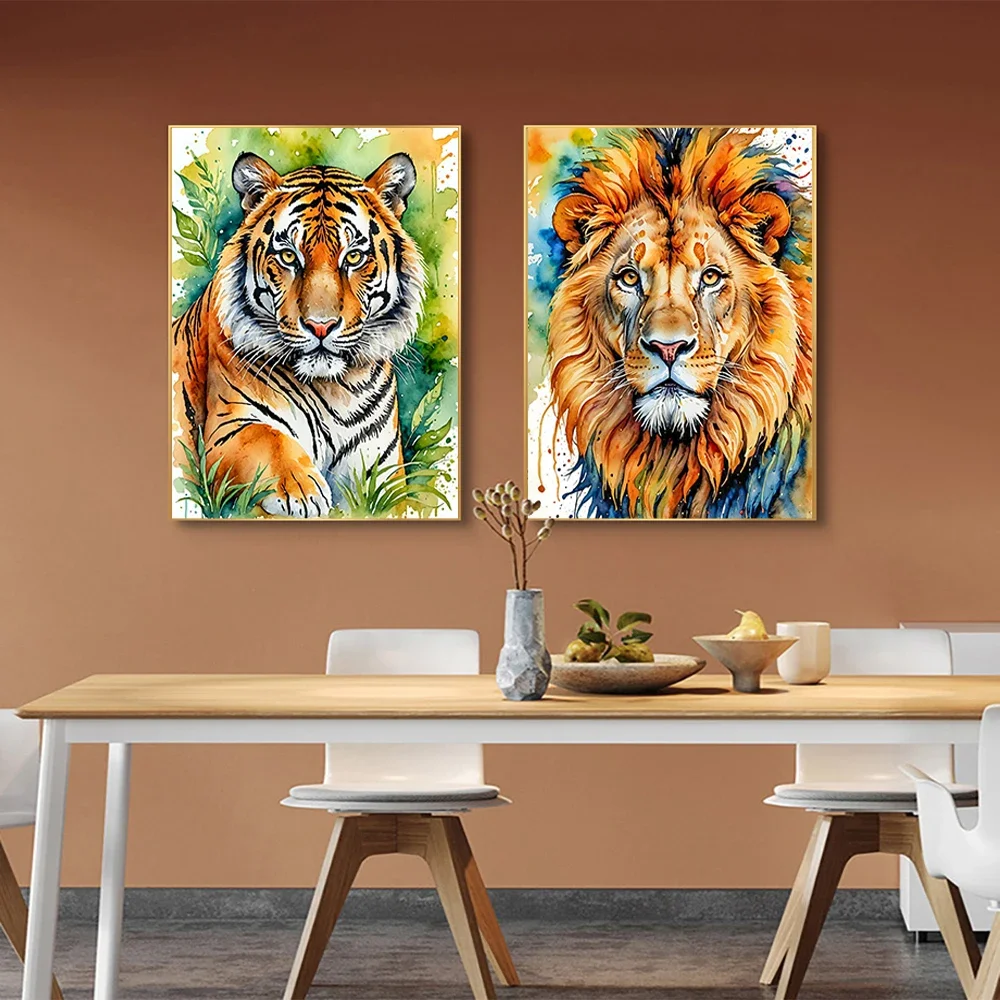 Watercolor Animal Series Canvas Painting Decoration Eagle Gift  Ideal for Living Room, Bedroom, Dining Room, Office Decor