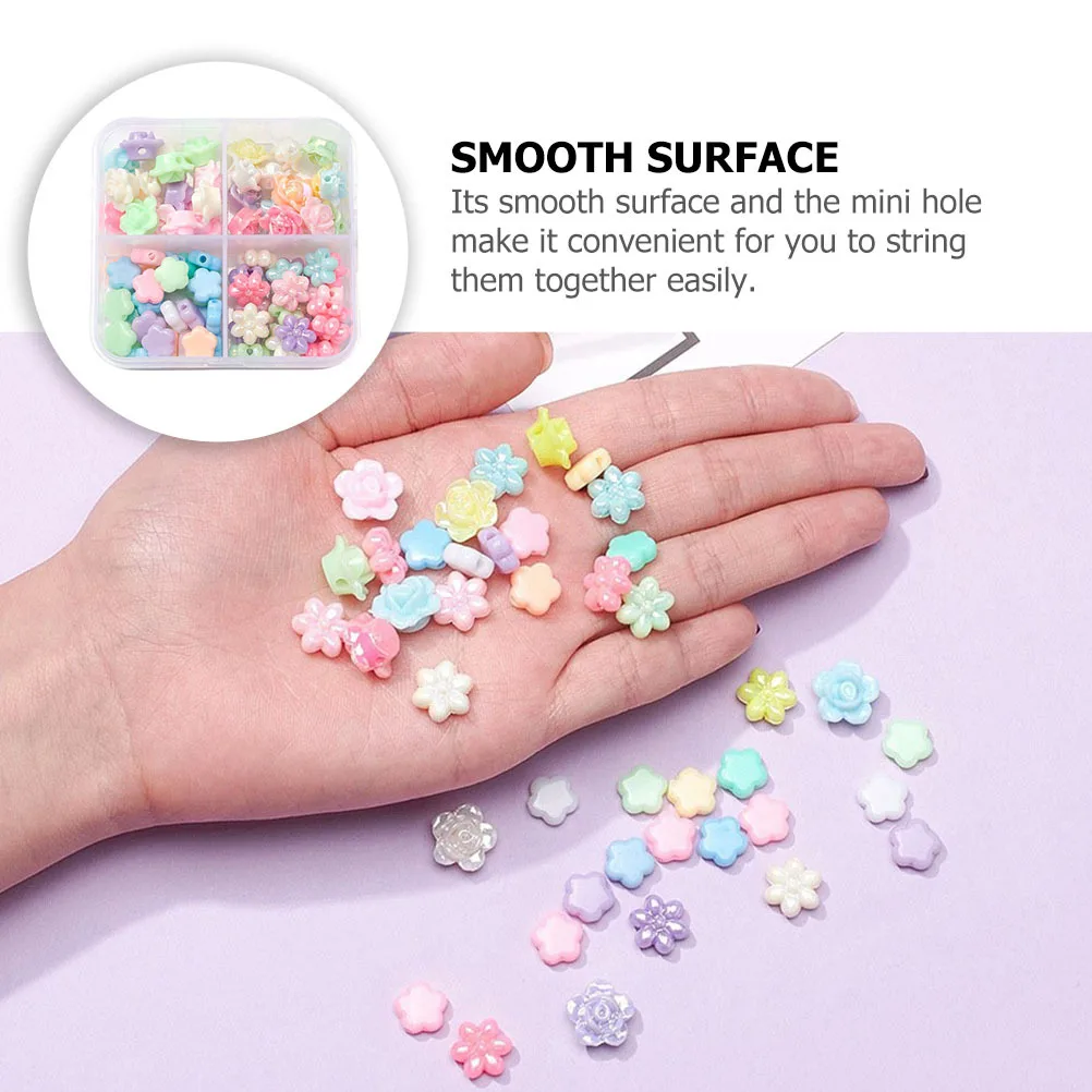 Box Flower Shaped Beads DIY Craft Jewelry Making Necklace Bracelet Accessories Acrylic Smooth Mini Hole DIY Beads