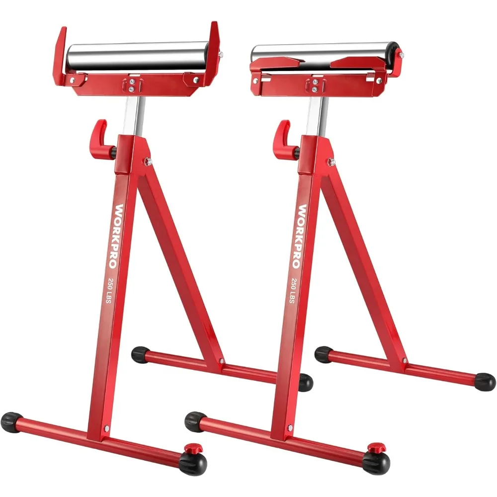 

Folding Roller Stand Height Adjustable, Heavy Duty 250 LB Load Capacity, Outfeed Woodworking (Upgraded head)