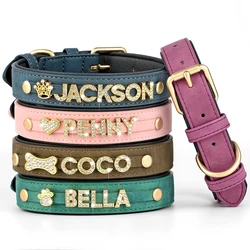 Colar de couro personalizado, personalizado Dogs Name Collars, Bling Rhinestone Pet Colar, nome DIY, pata de osso livre, coração Charme