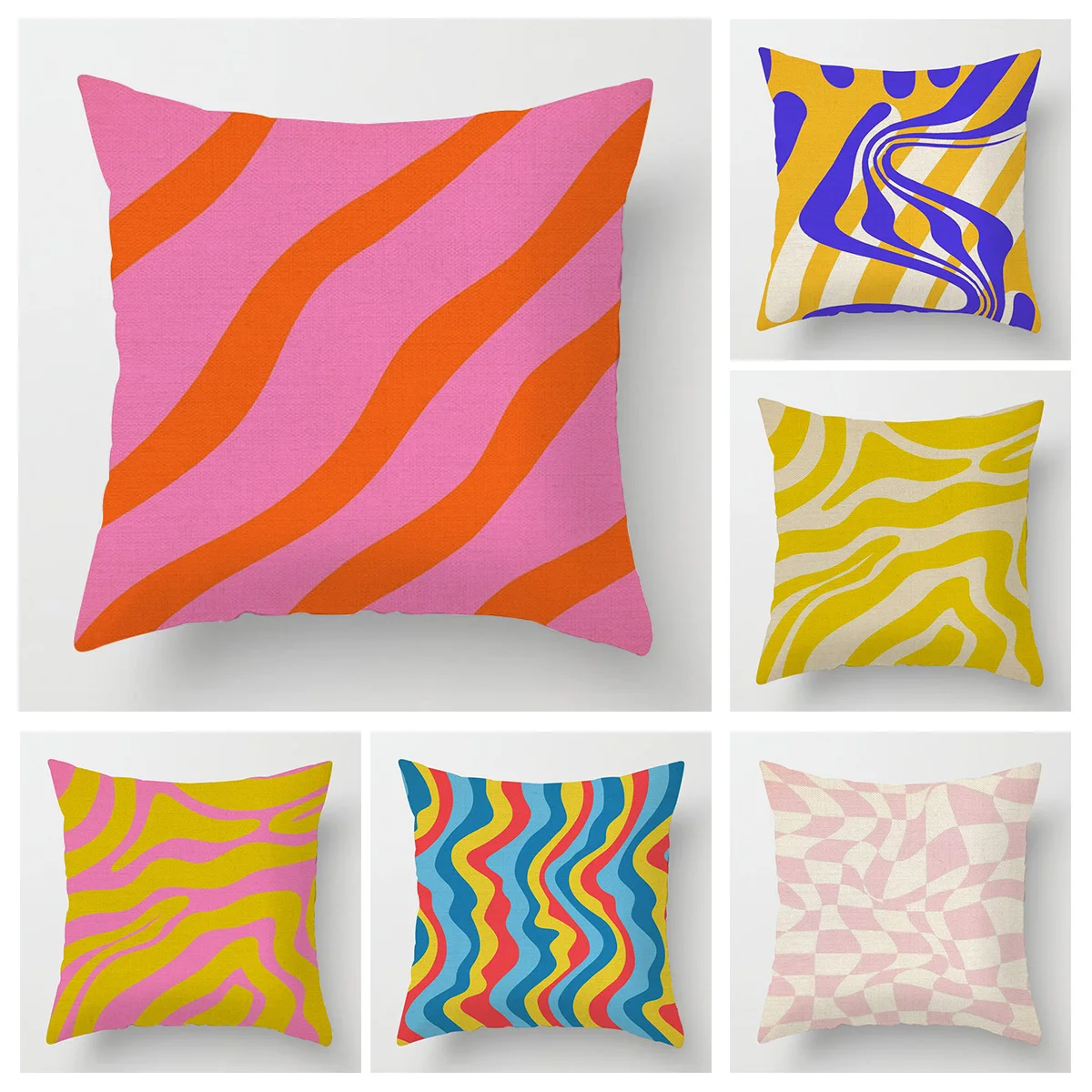 Home Decor Vibrant Geometric & Swirl Pattern Pillow Covers Pattern Cushion Cover Suitable for Sofa Bedroom Car Pillow Cover