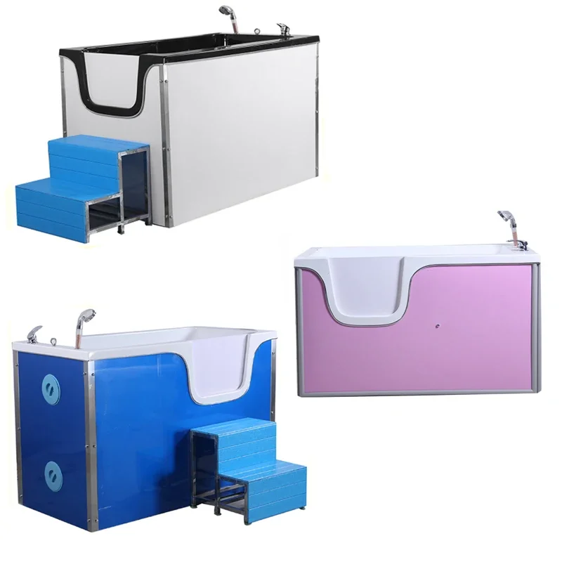 Pet shop bathtub, dog bathtub, acrylic cylinder, anti slip basin, flushing tank, open door bathtub