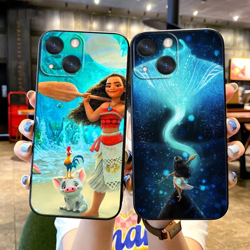 Moana Art Disney Apple iPhone Case For 15 14 13 12 11 Mini XS XR X 6S 6 Pro Max Plus Black Soft Cover