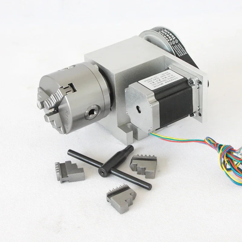 K5M-6-80A two-phase Stepper Motor 57 80MM 3-jaw cnc 4 axis rotary chuck Hollow Shaft 4th  Router Rotary for Miiling Machine