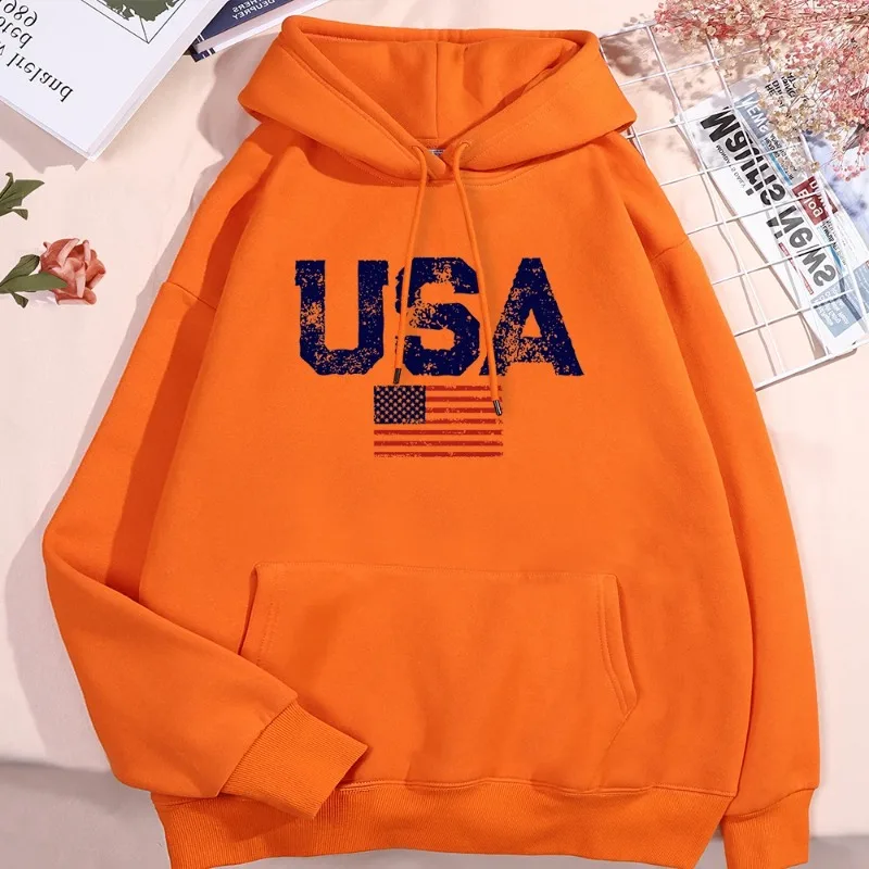 الولايات المتحدة الأمريكية رسائل العلم الأمريكي النجوم والمشارب هوديي الرجال النساء الصوف هودي الصوف المعتاد البلوز الخريف جيب الملابس #4