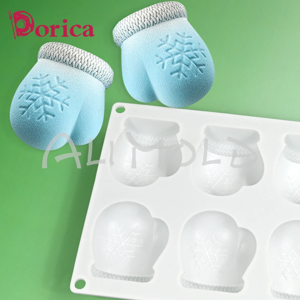 6 Cavities Mittens Cake Silicone Mold Chocolate Mousse Pastry Mould for Handmade Baking DIY Aroma Gypsum Soap Candle Model Tools