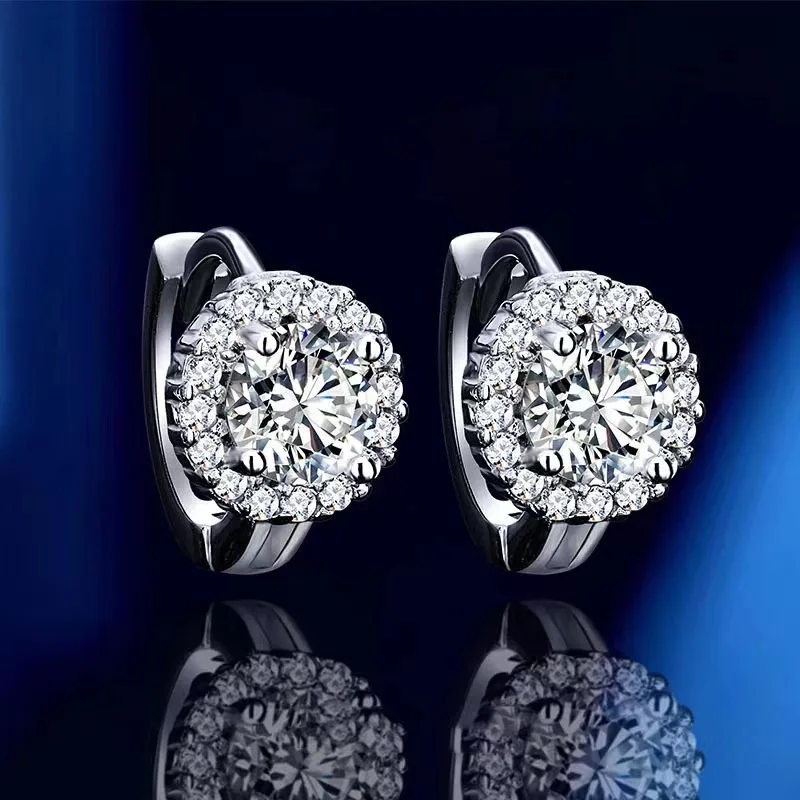 Lycfn 6.5mm Moissanite Diamond Earrings for Women S925 Sterling Silver with 18k Gold Plated Ear Studs Wedding Party Jewelry