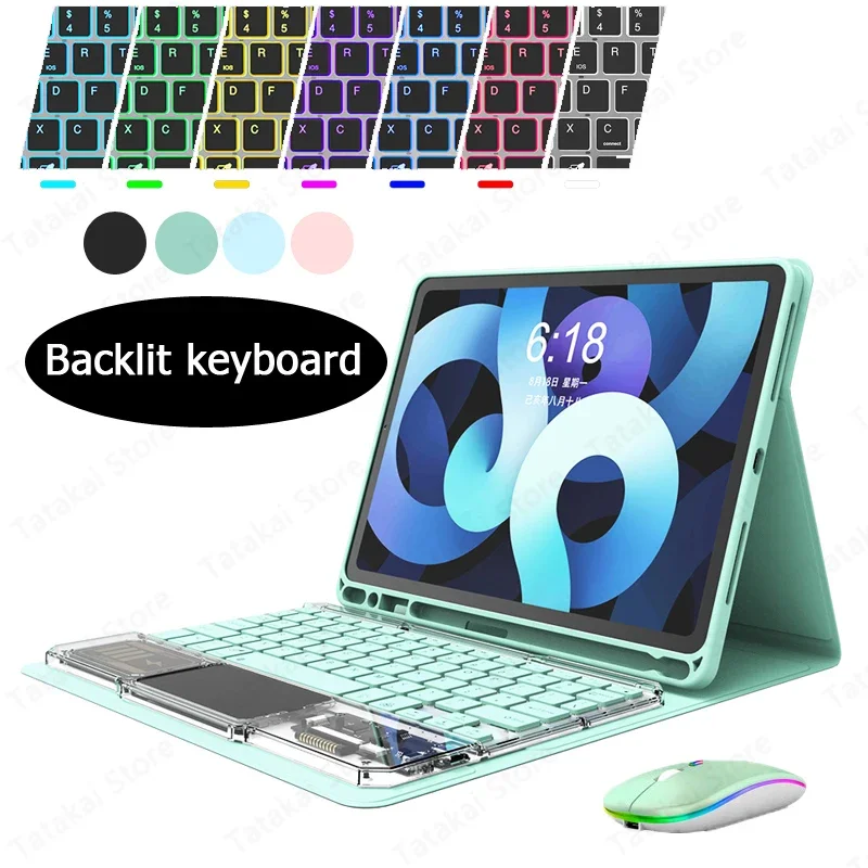 

For Galaxy Tab S6 Lite Case 10.4 P610/P615/P613/P619 RGB Backlit Touchpad Keyboard for Samsung Tab S6 Lite Keyboard Clear Style