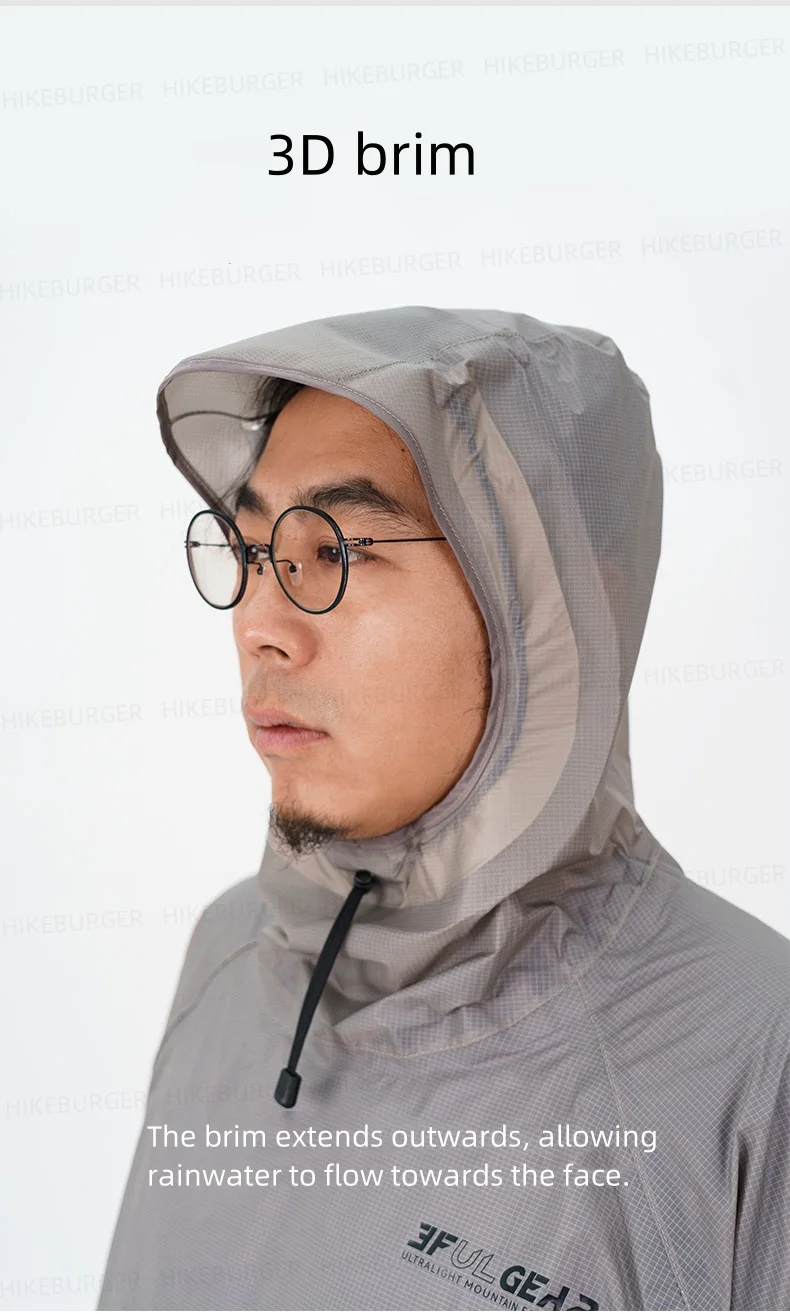 3F UL GEAR Qingsuo Regenjacke Outdoor Ultraleichter Regenponcho mit Reißverschluss Wander-Regenmantel Wasserdicht für Reisen und Bergsteigen – Detail 10