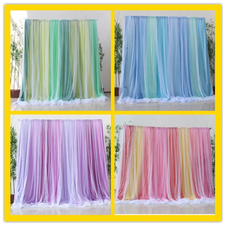 

Rainbow Ice Silk Wedding Backdrops Panels Curtain Wedding Stage Banquet Party Decoration Simple Wall Curtain Drapes Backgrounds