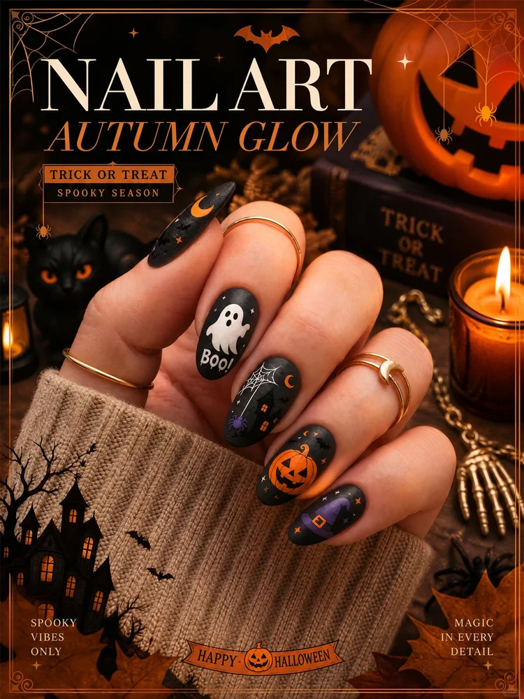 3pcs Halloween Nails Gel Nail Polish Set Black Purple Orange Gel Semi-permanent UV Varnish Nail Art Supplies Manicure Salon DIY