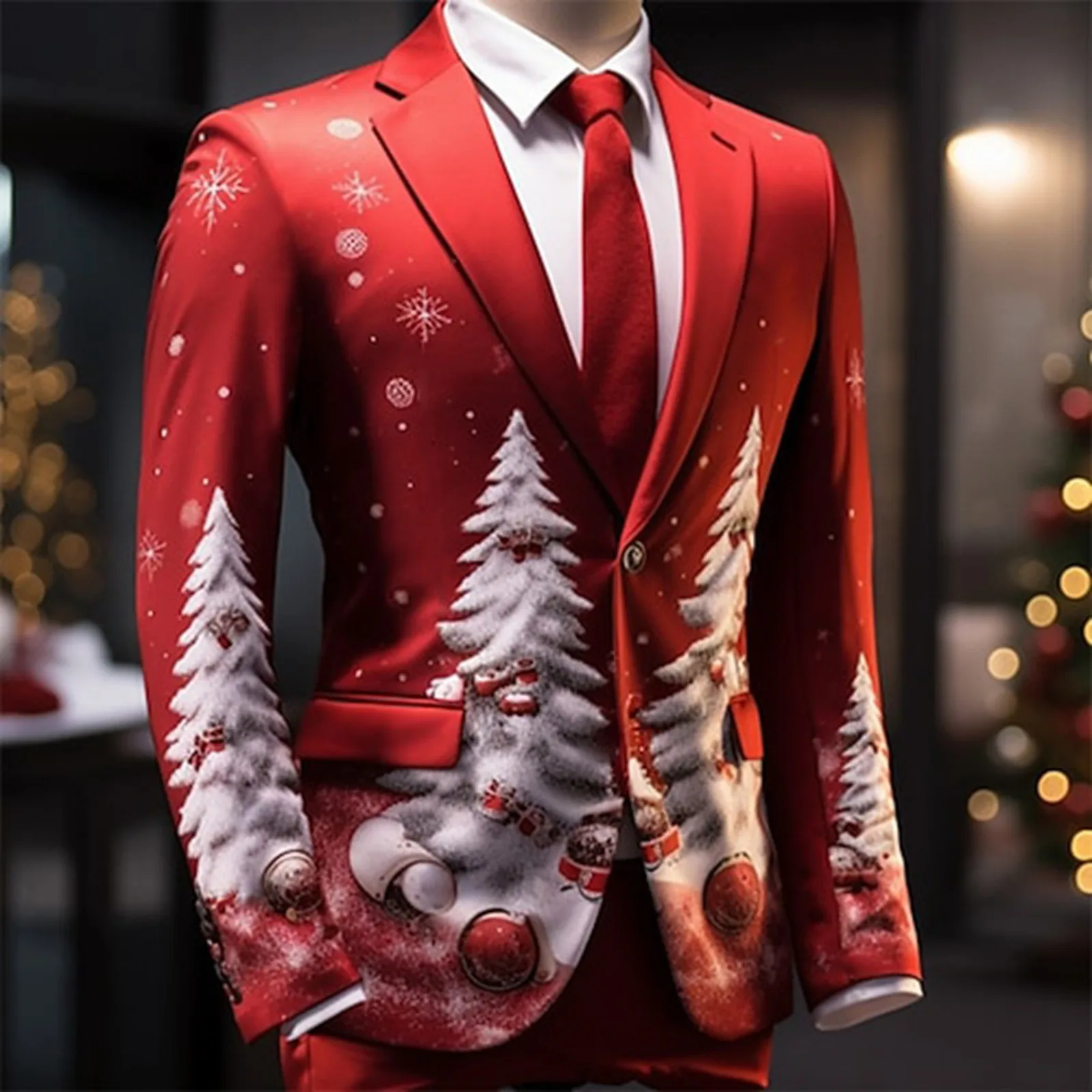 Men's Christmas Suit Male Clothing One Button Coat Blazer Long Sleeve Casual Slim Fit Jacket Lapel Male blazer suit jackets