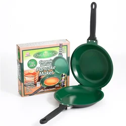 Double Side Frying Pan Green Non-stick Flip Frying Pan With Ceramic Coating Pancake Maker For Household Kitchen Cookware