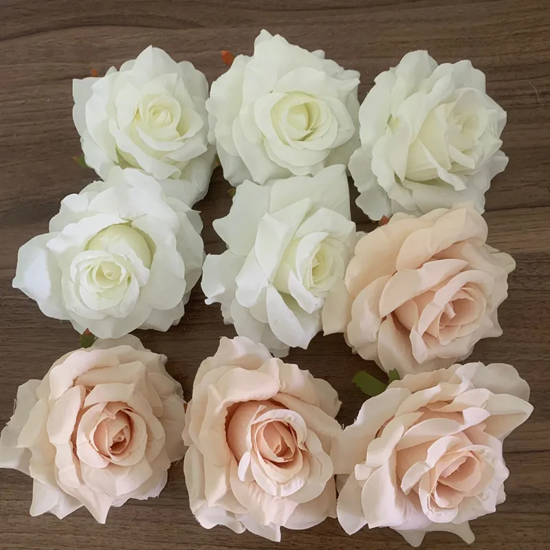 10pcs Artificial Flower Beige Ivory Vintage Rose Large Size Rose Living Room Dry Flower Decoration Wedding