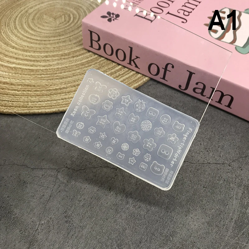 Cartoon Butterfly Button Key Lock Silicone Nail Mold Decorations Accessories Stamping DIY Manicure Art Tool Template Design