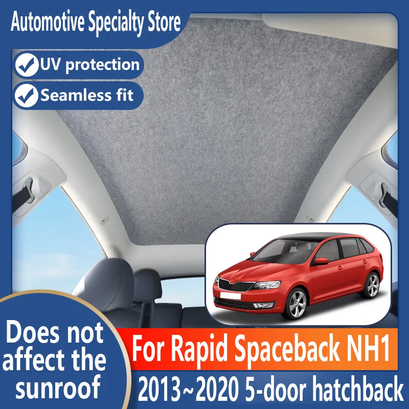 

For Rapid Spaceback NH1 2013~2020 Car Sunroof Insulation Roof Visor Electrostatic Adsorption Suede Fabric Sun Protection Anti-U