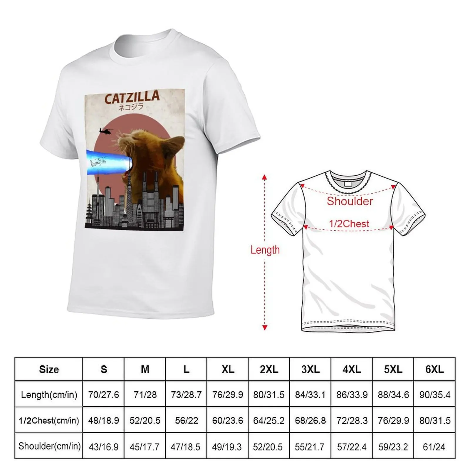Catzilla - Giant Cat with Mouth Lasers T-Shirt man t shirts high quality luxury brand t shirts for man graphic tees T-Shirt