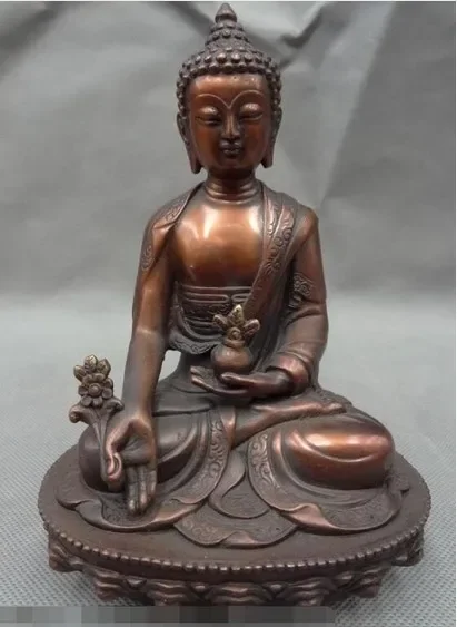 Chinese Pure Bronze Sakyamuni Shakyamuni Tibet Joss Medicine Buddha Seat Statue