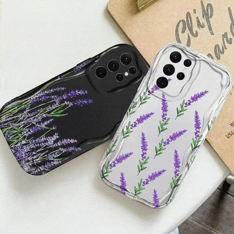 Lavender Flowers Phone Case For Samsung Galaxy S23 Ultra S24 Ultra S20 FE S21 S22 Plus S23 5G Wave TPU soft fundas