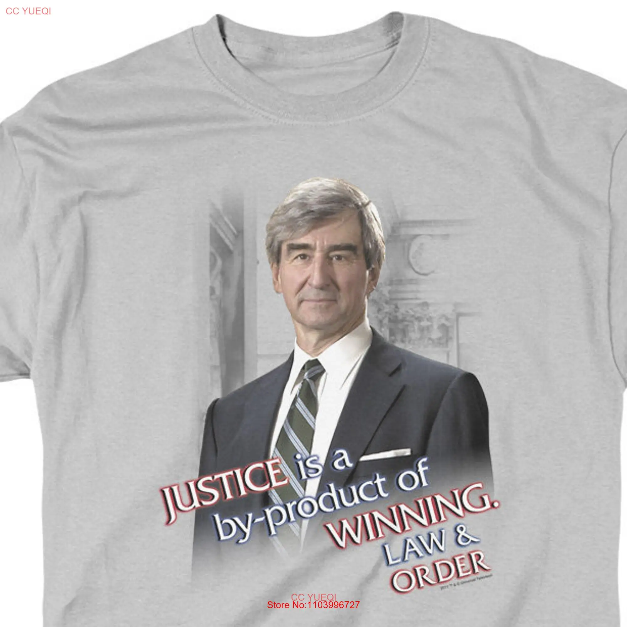 Law Order Jack Mccoy Justice is a by product of Winning Silver T Shirt long or short sleeves