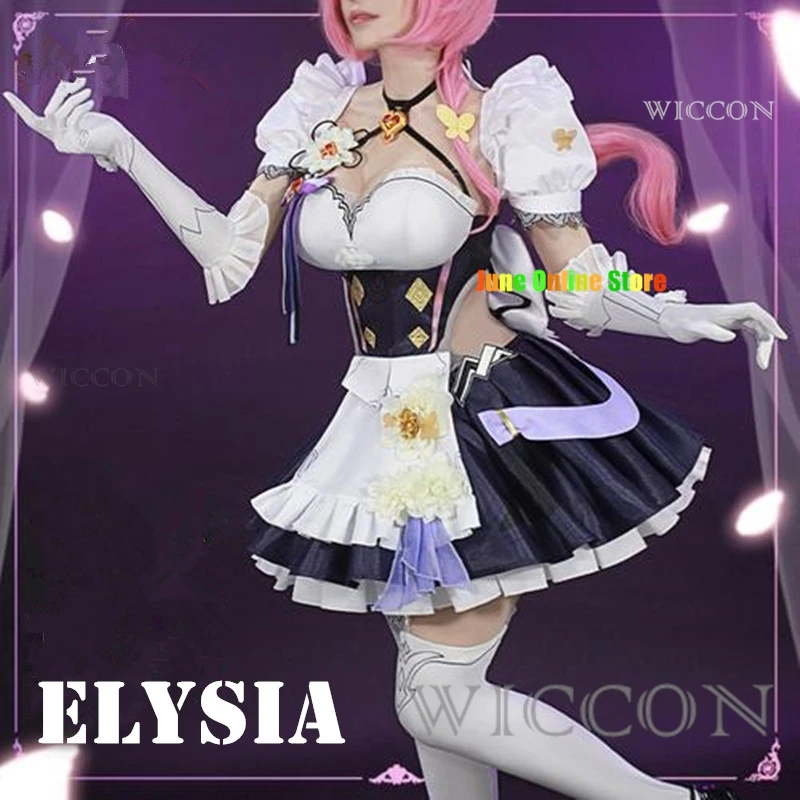 

Game Honkai Impact 3 Elysia Cosplay Costume The Moth Who Chases The Flames Sexy Maid Attire Wig Shoes Woman Kawaii Carnival Suit