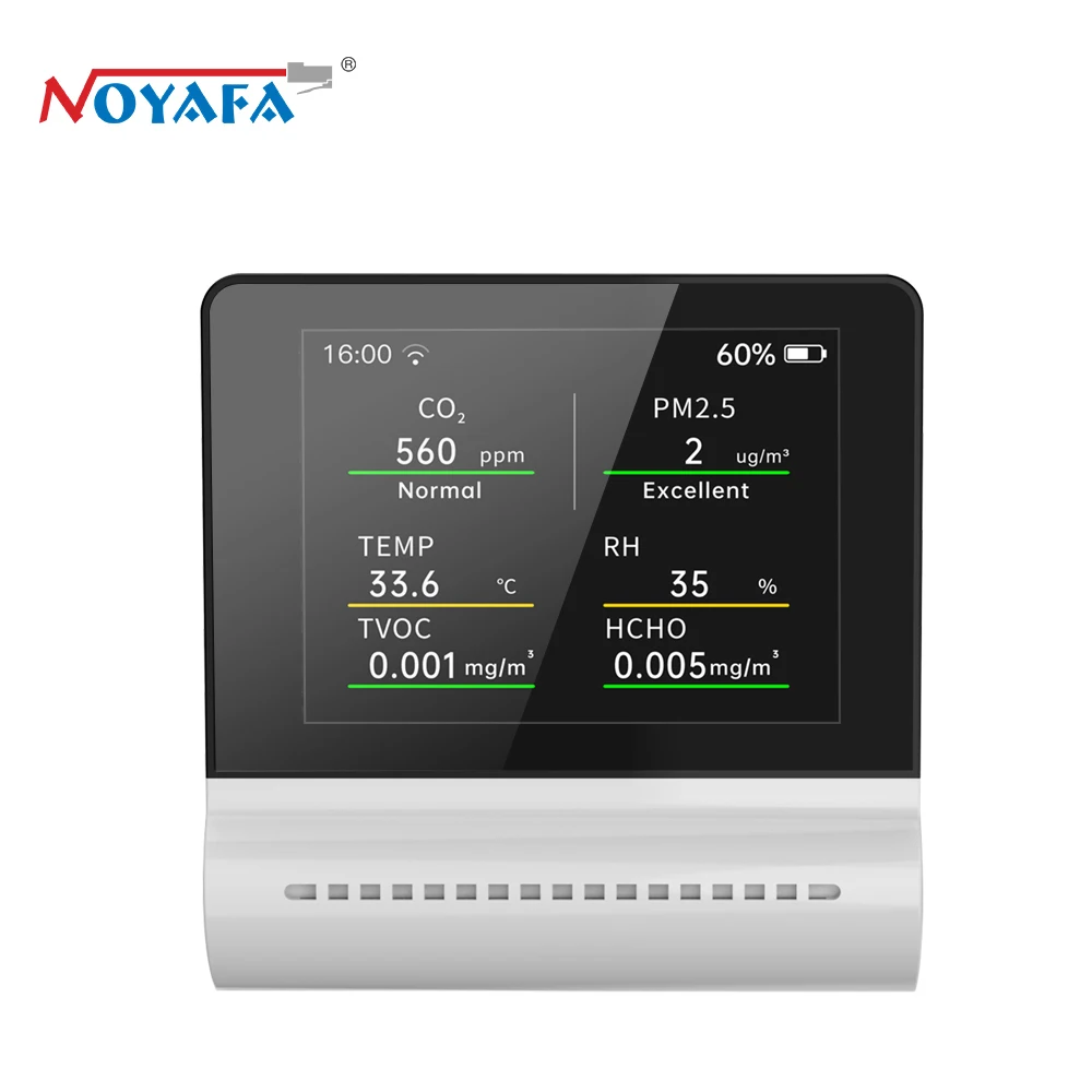 

NOYAFA 5 in 1 touch screen Indoor Air Detector PM2.5 CO2 formaldehyde TVOC temperature and humidity detection Gas Analyzer