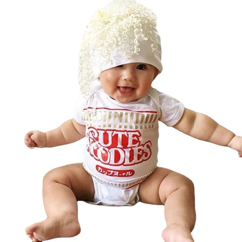 Funny Infant Kids Hat Instant Noodles Curly Hair Wig Cap Knit Beanie Children Baby Hats and Caps Accessories Photography Props