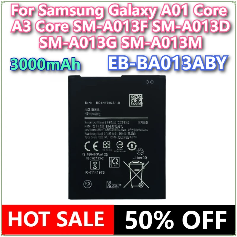 

Brand New EB-BA013ABY 3000mAh Mobile Phone Battery For Samsung Galaxy A01 Core A3 Core SM-A013F SM-A013D SM-A013G SM-A013M