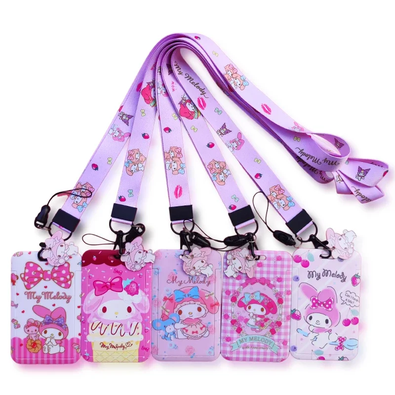 

Sanrio My Melody Kuromi Lanyard ID Badge Holder Bus Pass Case Cover Slip Bank Credit Card Holder Strap Girls Name Card Case