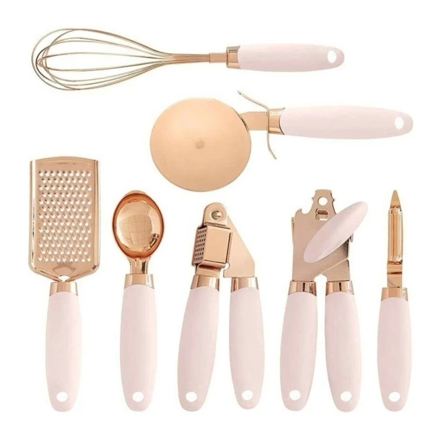 

7PCS/Set Stainless Steel Garlic Press Pizza Cutter Kitchen Gadget Set Can Opener Potato Cooking Kitchenware