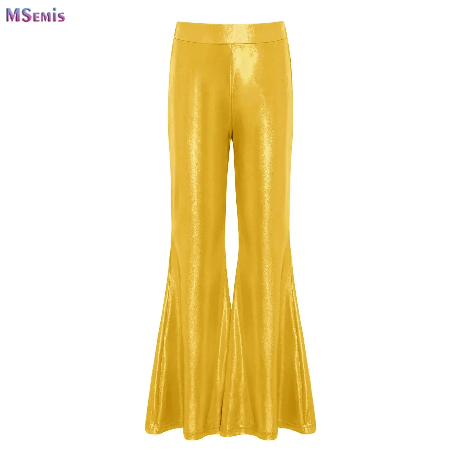 

Children Metallic Flared Pants Pants Kids Girls Boys Casual Sparkling Costume Party Carnival Bell-Bottoms Pants For Teenage