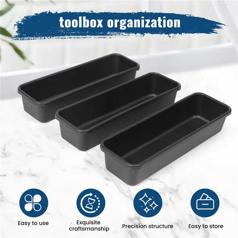 

【Must-Haves】Tool Box Organizer And Storage Tray Tool Box Drawer Organizer Bins Desktop Storage Box Black 32 Pack