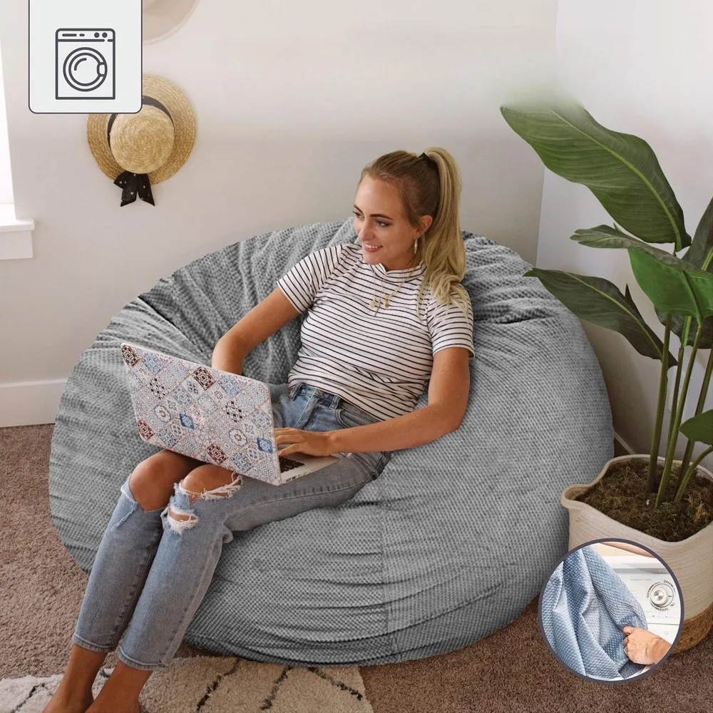 

Bean Bag Chair, Queen, Faux Fur Beans Bags Chair, Foldable Chairs, Folds Into Recliner, Lazy Boy Sofa, Bean Bag Sofa