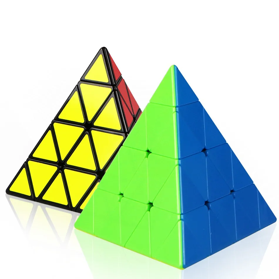 QiYi MoFangGe 4x4 Pyramid Speed Cube Magic Triangular 4x4x4 Cube Stickerless Black Competition Puzzle Cubes Educational Toys