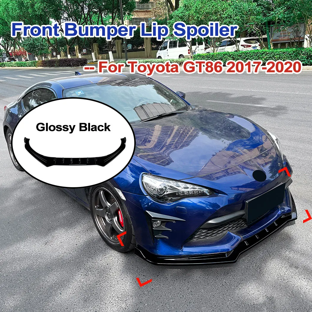 

For 2017-2020 Toyota GT86 Car Front Bumper Lip Spoiler Splitter Exterior Guard Decoration Modified Auto Accessories Gloss Black
