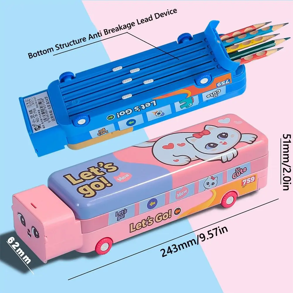 New Metal Pencil Case Car Shape Multi-functional Stationery Box Three-layers Large Capacity Pen Pouch Gift