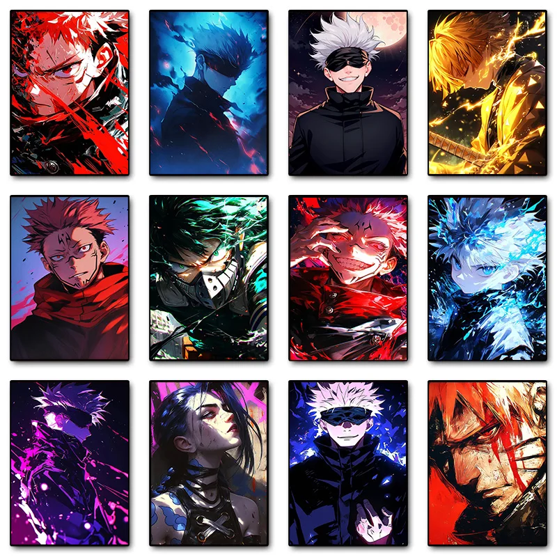انمي ياباني Satoru Gojo Jujutsu Kaisen المشارك طباعة صور فنية للجدران قماش اللوحة غرفة المعيشة غرفة نوم ديكور المنزل هدية