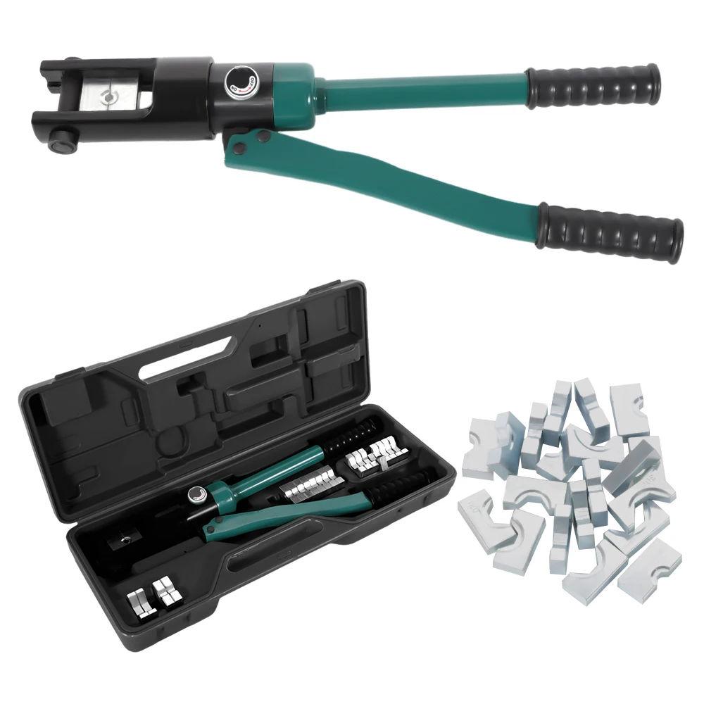 Hydraulic Wire Terminal Crimper Swager Battery Cable Lug Crimping Swaging Tool with set of Dies Tool Set Portable and Convenient