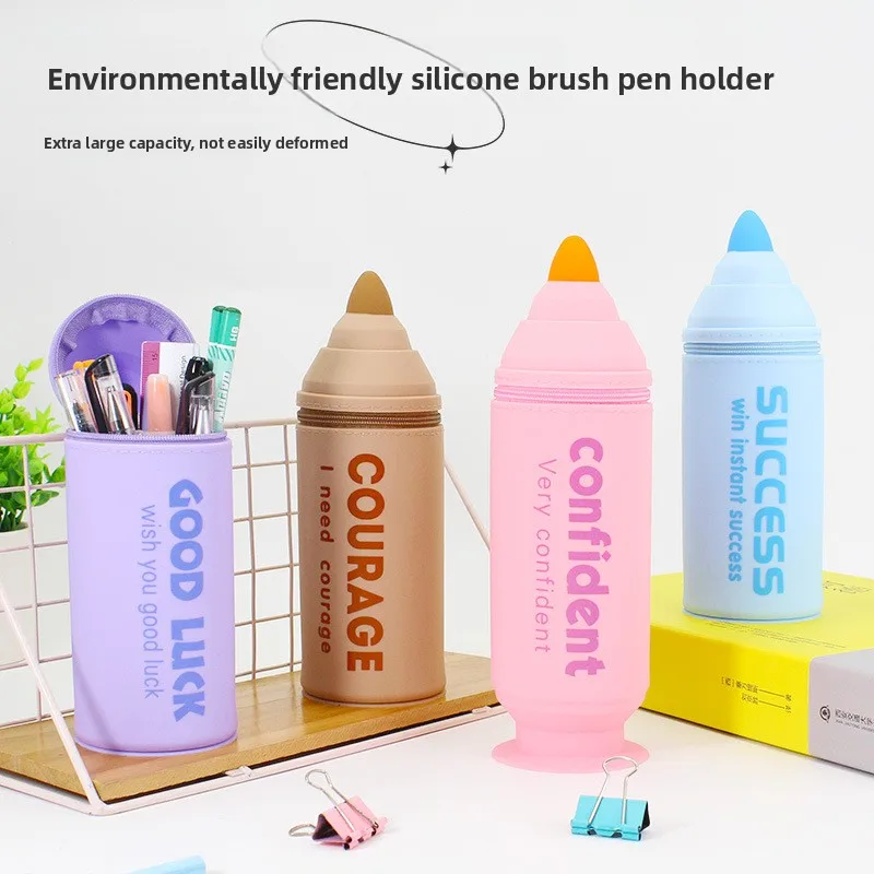 

Cartoon Silicone Pencil Case Desk Organizer Stationery Storage Bag Folding Pen Container Pouch Pencil Holder School Supplies
