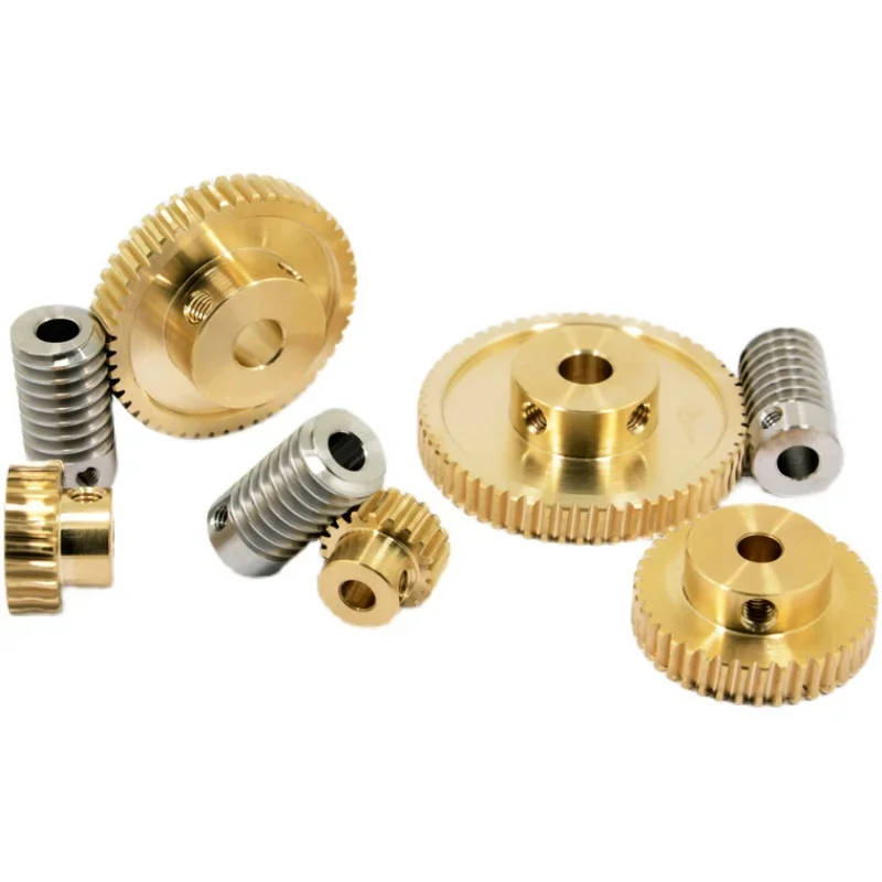0.8M Precision Turbine Worm Gear Set 1:20/30/40/50/60 Teeth Stainless Steel Worm Copper Gear Accessories