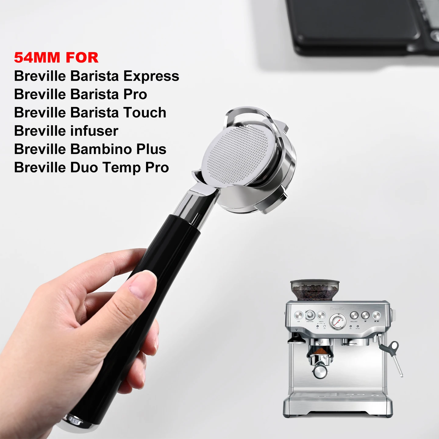 54-mm-Kaffee-Bodenloser-Siebträger für Breville 870 878 880, Ersatz-Filterkorb, Barista-Werkzeuge, Espresso-Zubehör