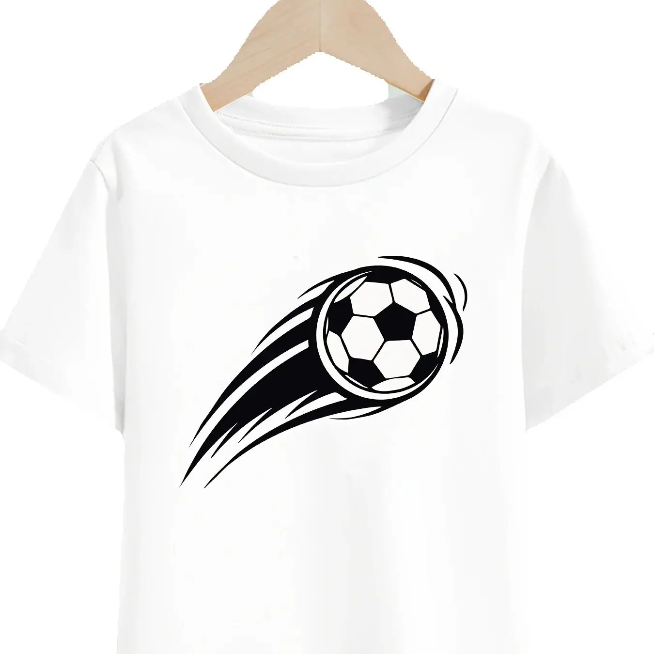

Хлопковая футболка с футбольным принтом для мальчиков — мягкий дышащий и прочный повседневный летний топ с круглым вырезом, повседневный стиль, классический, Xia