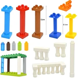 Big Size Cylinder Bracket Large Particle Round Pillar House Assemble Building Block Compatible Duploe Educaitonal Brick For Kids