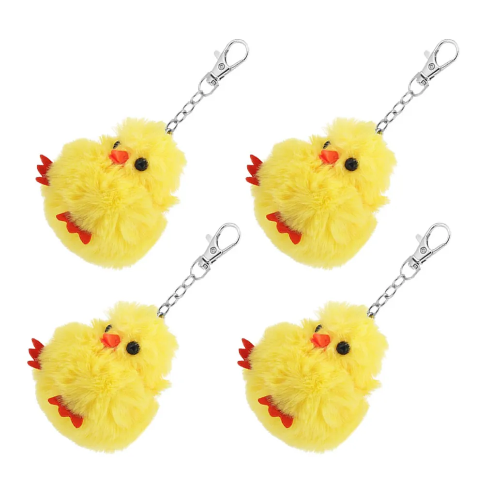 

4pcs Chick Keychain Stuffed Animal Bag Pendant For Backpack Purse Decor Keychains Kids Adults Gift Aesthetic Accessories